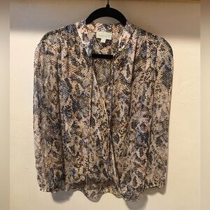 Veronica M Blue and Tan Snake Print Blouse